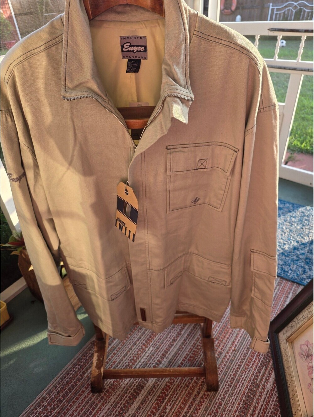 Enyce Industry Standard Men's XXL Beige Cotton Jacket with Multiple Pockets